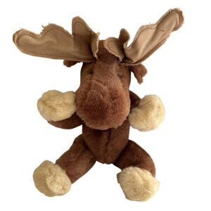 Vintage 1987 Plush Moose Stuffed Animal Toy With Brown & Tan Soft Fur